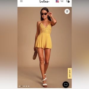 Lulus Star Spangled Romper yellow, new! Never worn